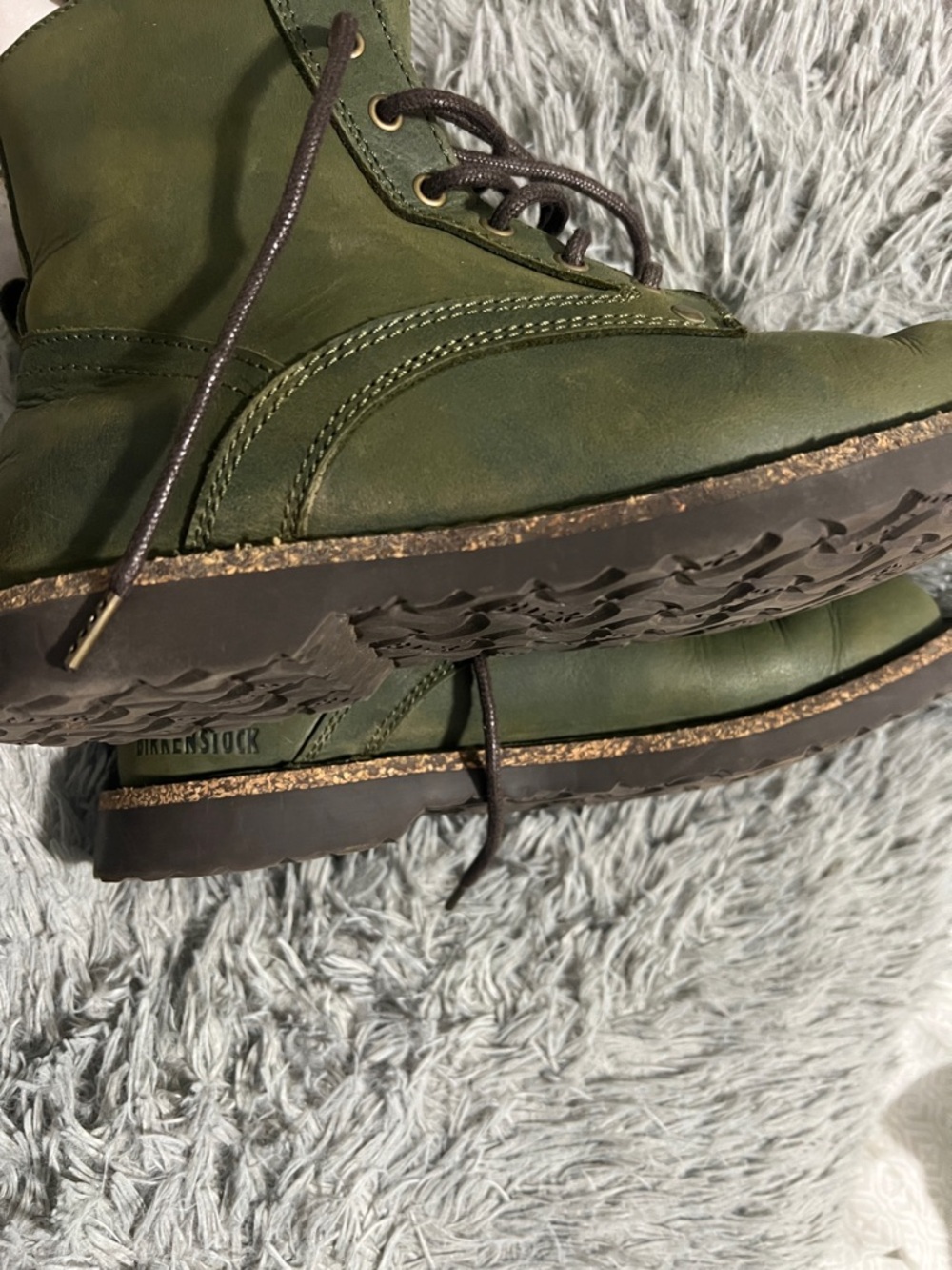 Birkenstock Olive Green Leather Shearling-Lined Boots - Picture 6 of 6